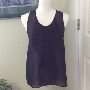 🦋BCX sheer black sleeveless blouse-large bow bib